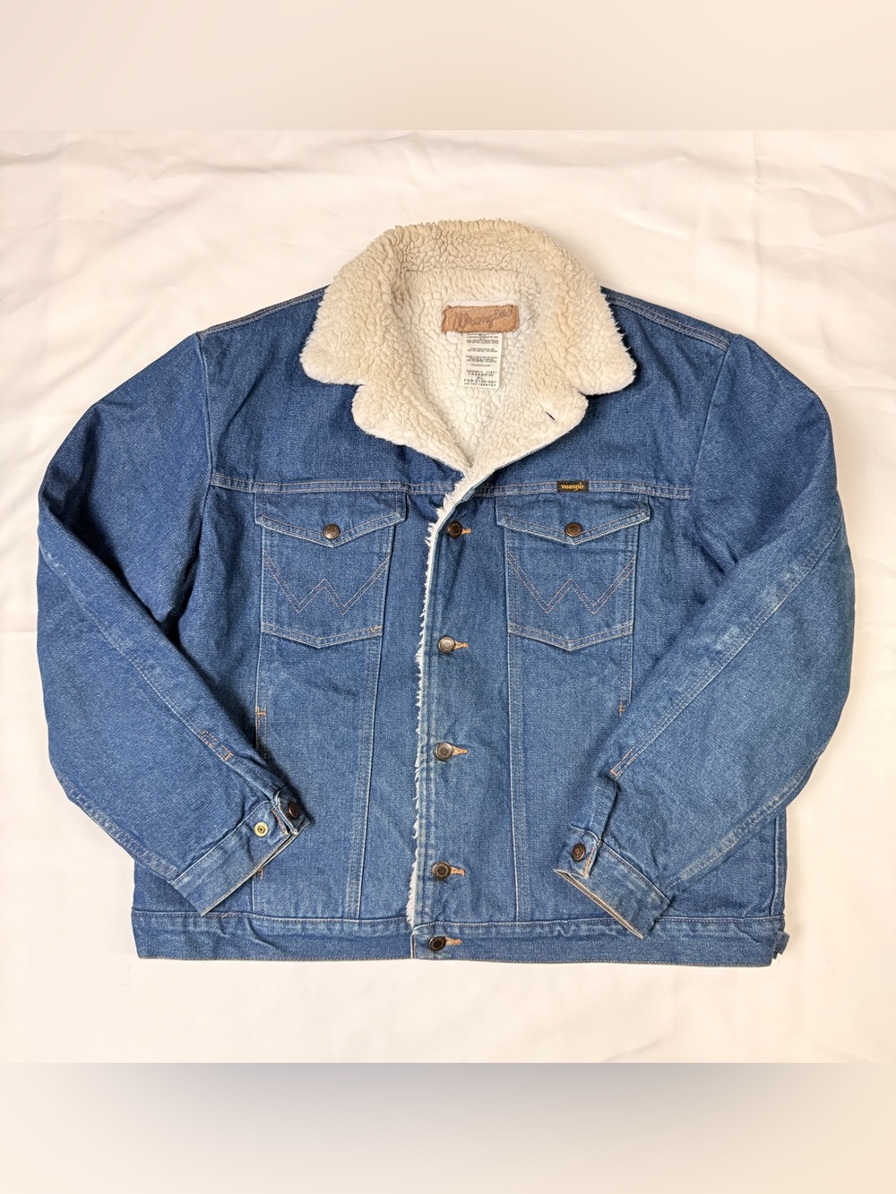 Wrangler Men's Western Sherpa Lined Denim Trucker Jacket 74255PW XL Used